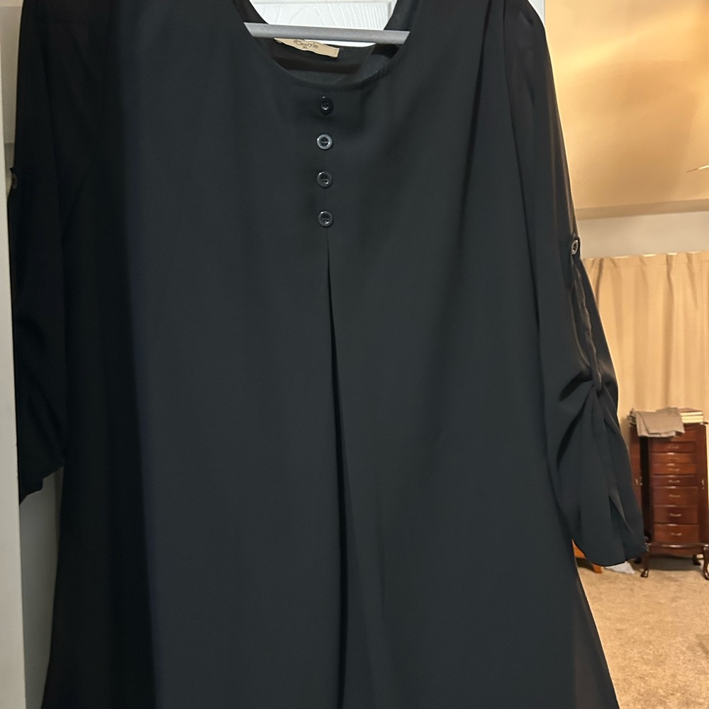 Celeste Black Button-Detail Blouse